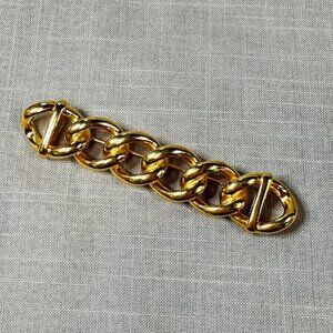 Vintage Monet Gold Tone Chain Links Long Brooch